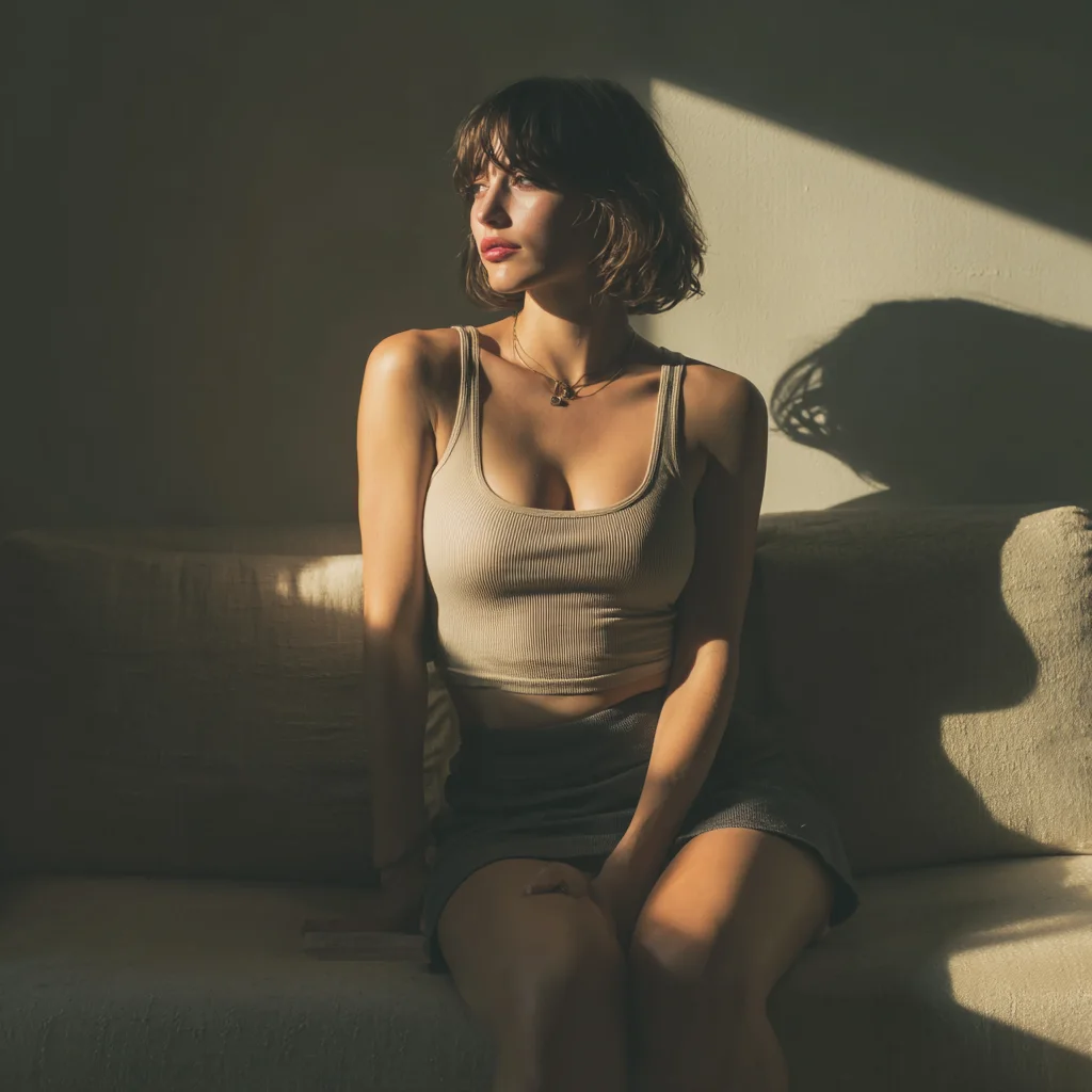 Zoya, the featured PlayBun AI companion, in a warm intimate portrait